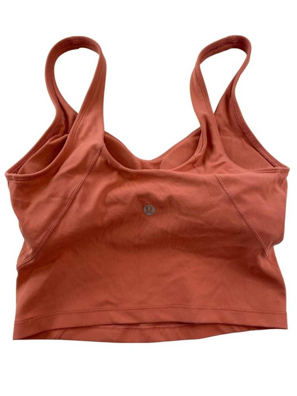 Lululemon Rust Orange Strappy Padded Sports Bra Nylon Blend Size 4 NWOT - Picture 2 of 6